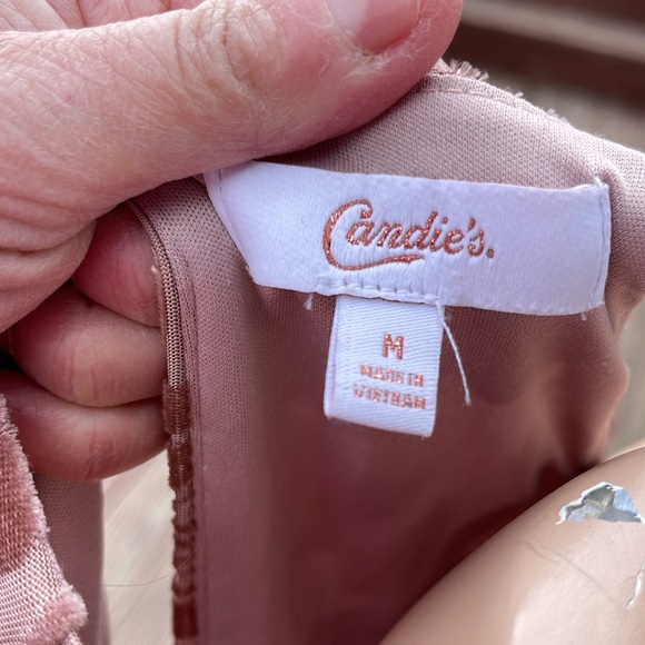 Candie's Size Med Crushed Velvet Type  Lined Dress- Patterned Roses - Picture 5 of 7